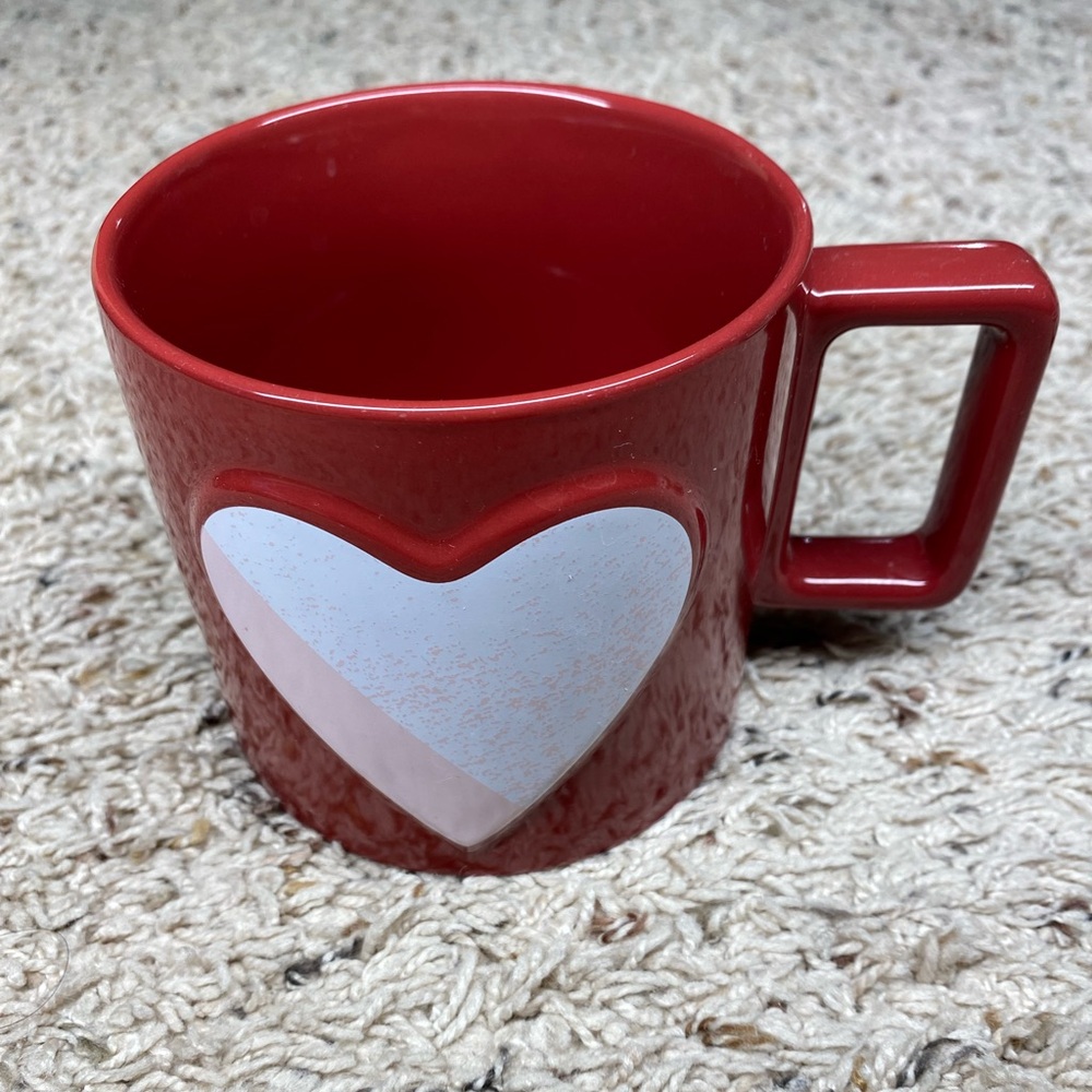 Starbucks Valentines Day Red Embossed Heart 16 Ounce Ceramic Coffee Mug